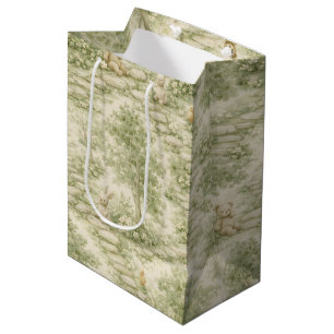Bolsa De Regalo Mediana Conejo Oso Picnic Floral Jardín Neutral (1)