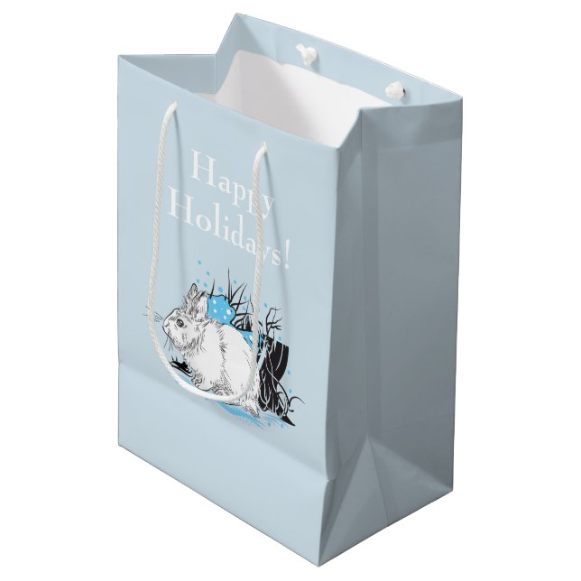 Bolsa De Regalo Mediana Conejos de conejo blanco de invierno (Angulo Anverso)
