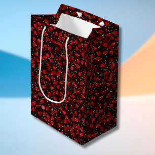 Bolsa De Regalo Mediana Confeti Rojo Elegante sobre Estilo de Brillo Negro