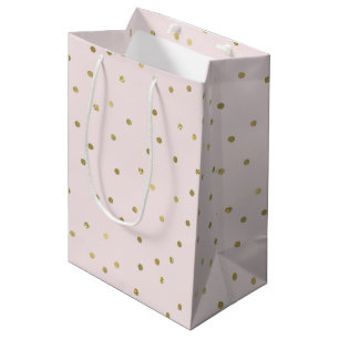 Bolsa De Regalo Mediana Confeti rosado de la chispa del oro de Rubor
