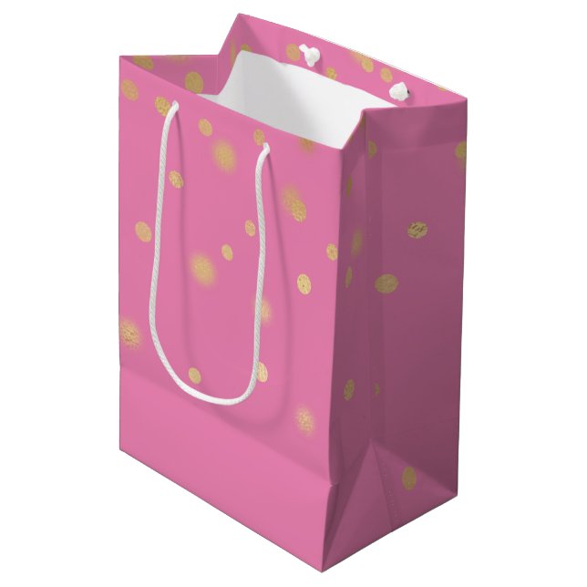 Bolsa De Regalo Mediana Confetti de oro rosado (Angulo Anverso)