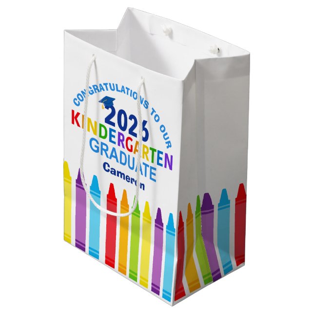 Bolsa De Regalo Mediana Congratulations Kindergarten Graduate Custom Party (Angulo Anverso)