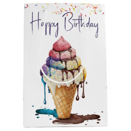 Bolsa De Regalo Mediana Cono de helado de cumpleaños