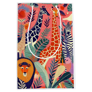 Bolsa De Regalo Mediana Contemporary exotic animals and birds 1 pink