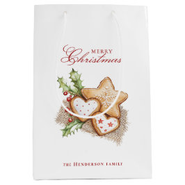 Bolsa De Regalo Mediana Cookies de navidades y nombre personalizado pino b