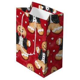 Bolsa De Regalo Mediana Cookies de pan de jengibre en Navidades de Tuxedos