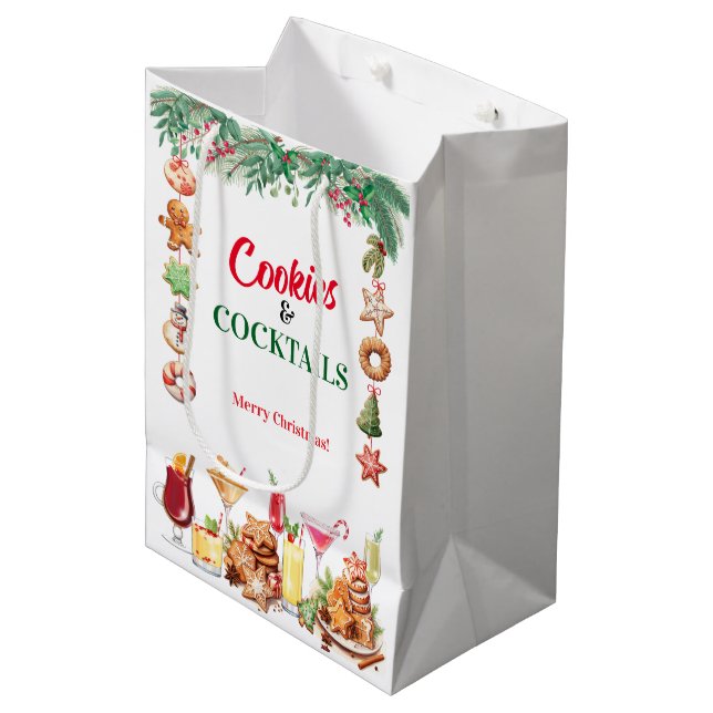 Bolsa De Regalo Mediana Cookies y cócteles de navidades (Angulo Anverso)