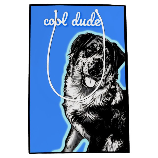 Bolsa De Regalo Mediana Cool Dude Australian Shephard  Gift Bag (Anverso)