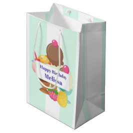 Bolsa De Regalo Mediana Copas de helado con rociadores Cumpleaños