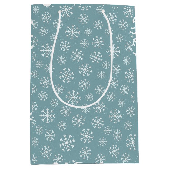Bolsa De Regalo Mediana Copo de nieve azul moderno (Anverso)