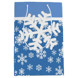 Bolsa De Regalo Mediana Copo de nieve azul y blanco para navidades