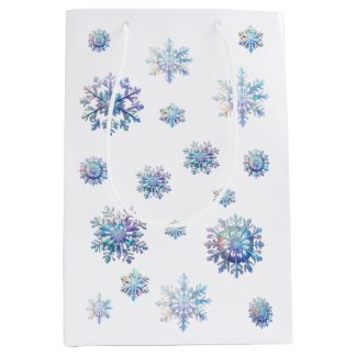 Bolsa De Regalo Mediana Copo de Nieve Brillante