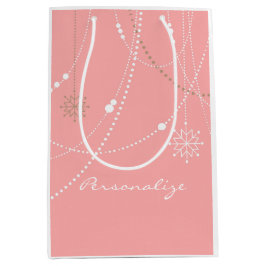 Bolsa De Regalo Mediana Copo de nieve rosa elegante de mediados de siglo i