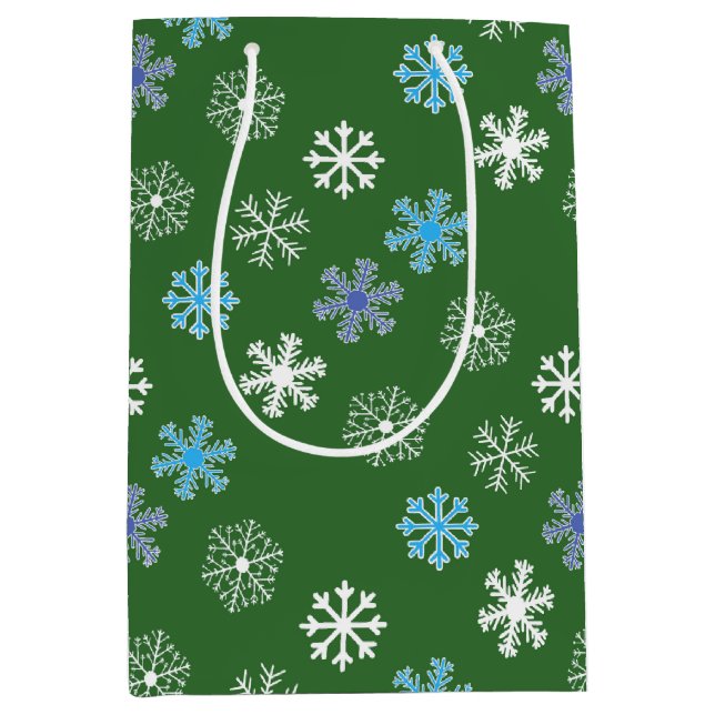 Bolsa De Regalo Mediana Copo de nieve verde (Anverso)