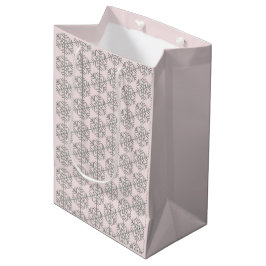 Bolsa De Regalo Mediana Copos de Navidad Cuadros Escoceses Rosa Rubor