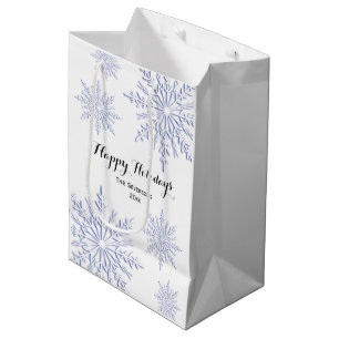 Bolsa De Regalo Mediana Copos de nieve azules del invierno buenas fiestas