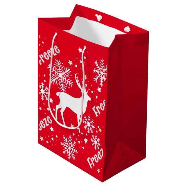Bolsa De Regalo Mediana copos de nieve de rojo (Angulo Anverso)