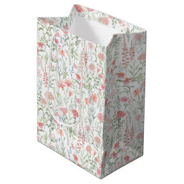 Bolsa De Regalo Mediana Coqueta Pradera de Flores Silvestres Rosa Femenina
