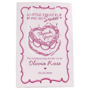 Bolsa De Regalo Mediana Coquette Cherry Cake Pink Retro Heart Coquette