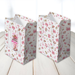 Bolsa De Regalo Mediana Coquette Cowgirl Rosa Feliz Cumpleaños Hermosa