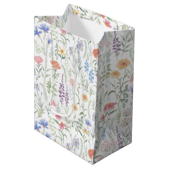 Bolsa De Regalo Mediana Coquette Feminine Wildflower Meadow (Angulo Anverso)