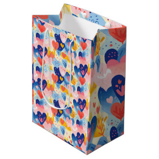 Bolsa De Regalo Mediana Corações Coloridos