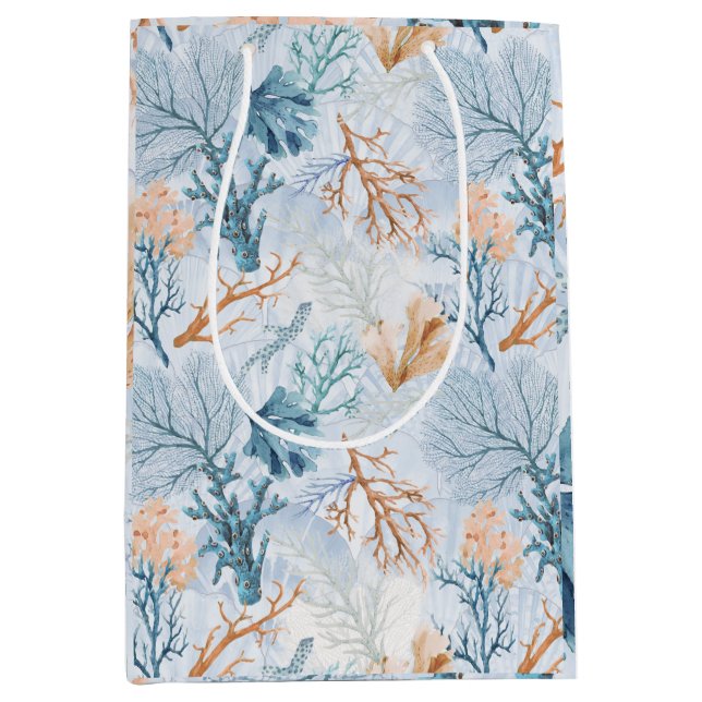 Bolsa De Regalo Mediana Coral del Mar Marino del Océano Azul (Anverso)