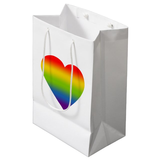 Bolsa De Regalo Mediana Corazón Arcoíris (Angulo Anverso)