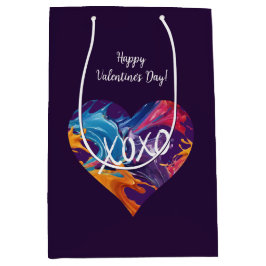 Bolsa De Regalo Mediana Corazón colorido XOXO-Púrpura-