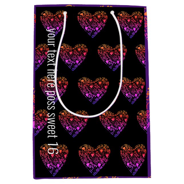 Bolsa De Regalo Mediana corazón de amor oscuro púrpura rosa (Anverso)