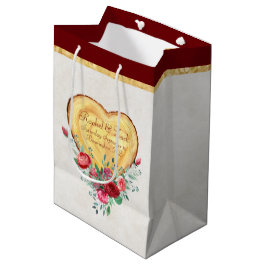 Bolsa De Regalo Mediana Corazón de madera y rosas País Amor
