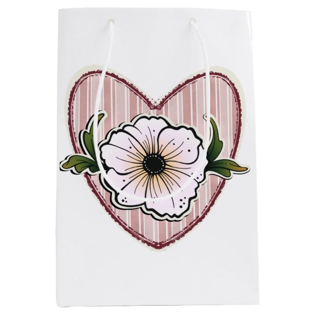 Bolsa De Regalo Mediana Corazón de Peonía (Anverso)