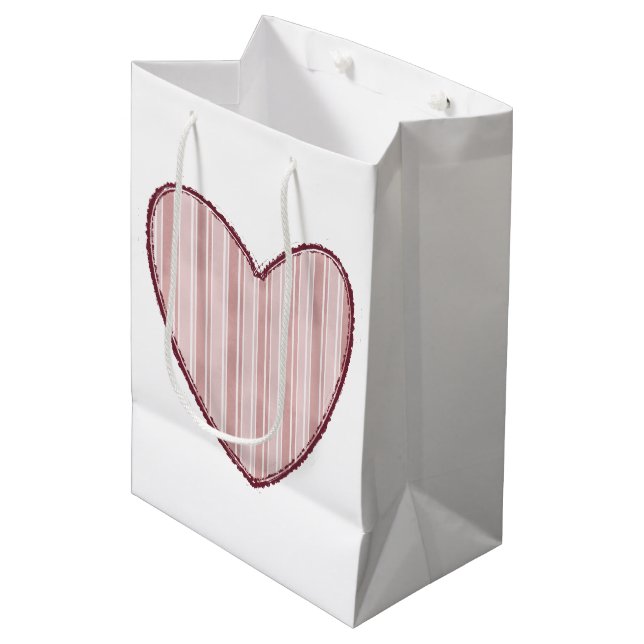 Bolsa De Regalo Mediana Corazón Rayado (Angulo Anverso)