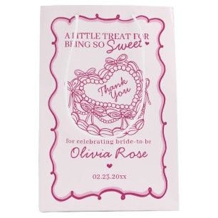 Bolsa De Regalo Mediana Corazón retro rosado torta de culebra dorada ducha