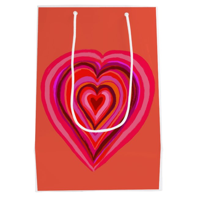 Bolsa De Regalo Mediana Corazón rosado y rojo (Reverso)
