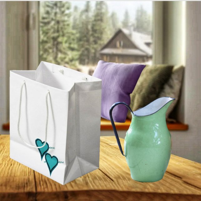 Bolsa De Regalo Mediana Corazón y flecha turquesa (Present your gift of Love in this Turquoise Heart & Arrow Medium Gift Bag!)