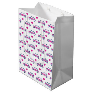 Bolsa De Regalo Mediana Corazones británicos de Mini Cooper - azul y rosa