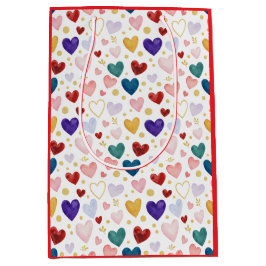 Bolsa De Regalo Mediana Corazones Celestiales: Acuarela Marina, Dorada y C