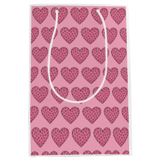 Bolsa De Regalo Mediana Corazones de estampado de guepardo rosa