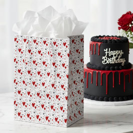 Bolsa De Regalo Mediana Corazones de garabato rojos y negros