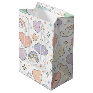 Bolsa De Regalo Mediana Corazones de Pastel y Nubes Acuarela Sueño (6)