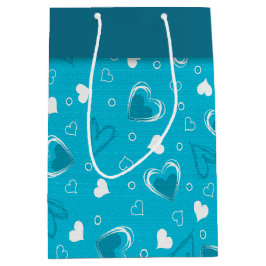 Bolsa De Regalo Mediana Corazones del azul del el día de San Valentín