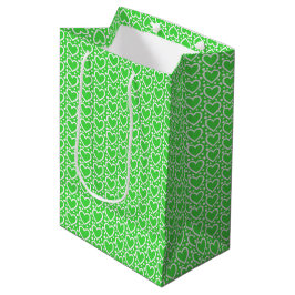 BOLSA DE REGALO MEDIANA CORAZONES DÍA DE SAN VALENTÍN VERDES Y BLANCOS BRI