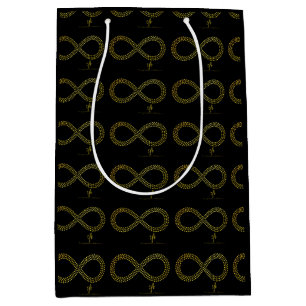 Bolsa De Regalo Mediana Corazones infinitos de latón dorado