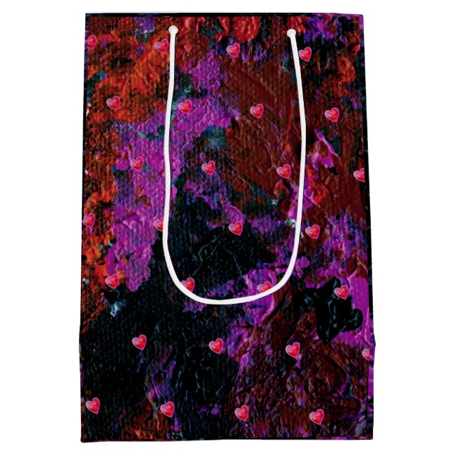 Bolsa De Regalo Mediana Corazones rojos cálidos (Reverso)