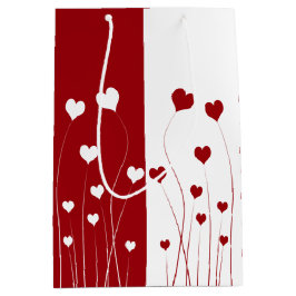 Bolsa De Regalo Mediana Corazones románticos rojos de amor blanco moderno