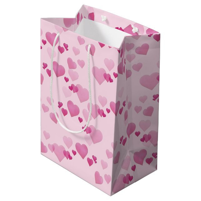Bolsa De Regalo Mediana Corazones rosados (Angulo reverso)