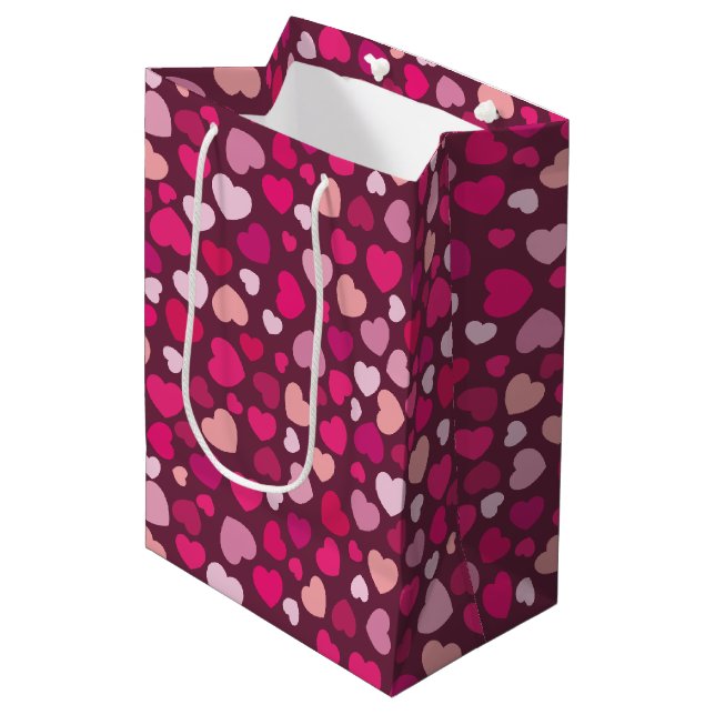 Bolsa De Regalo Mediana Corazones rosados (Angulo Anverso)