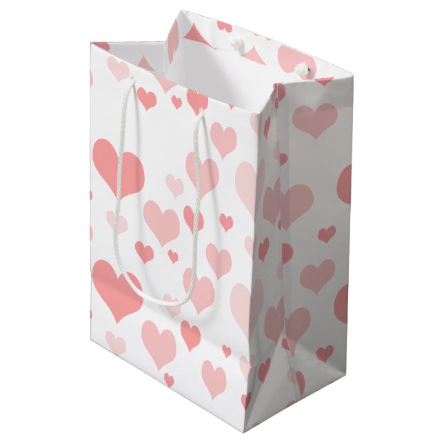 Bolsa De Regalo Mediana Corazones rosados (Angulo Anverso)