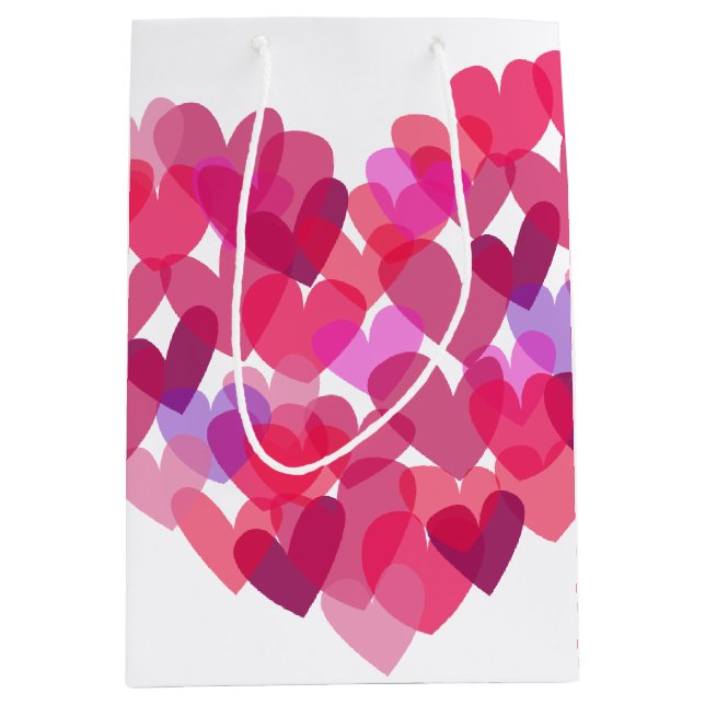 Bolsa De Regalo Mediana Corazones rosados (Anverso)